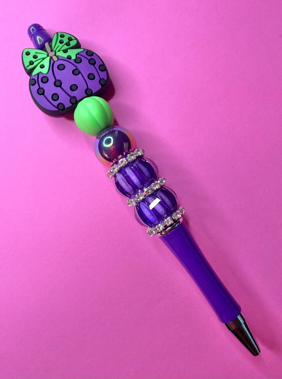 Purple Pumpkin Beaded Pen