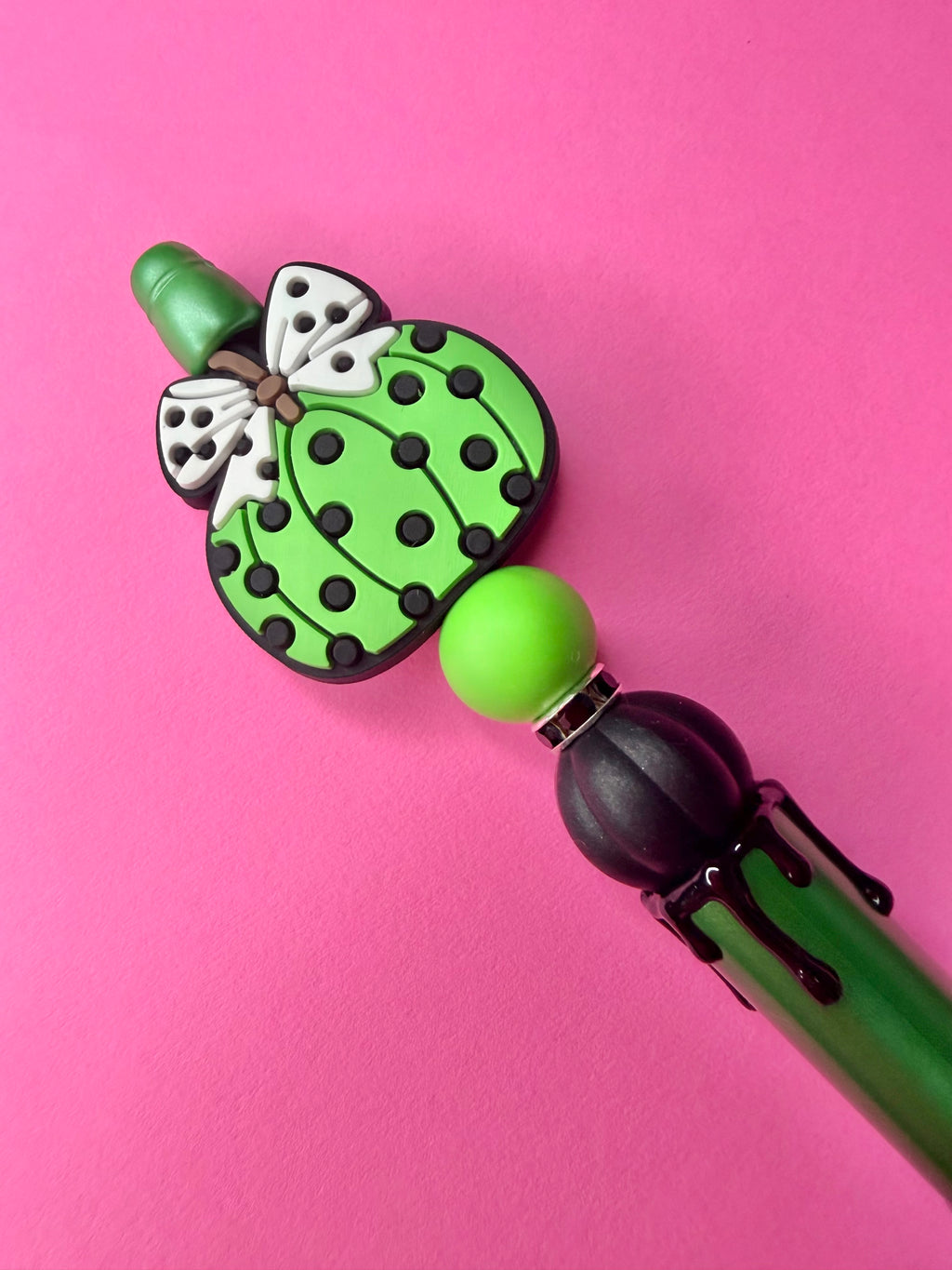 Green Pumpkin with Black Blood Drip Pen