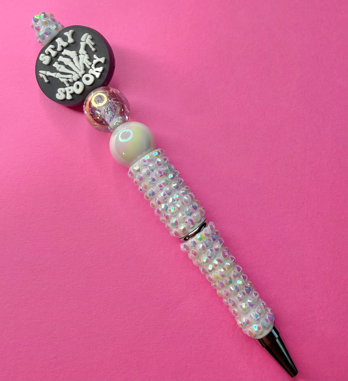Stay Spooky Rhinestone White Pen