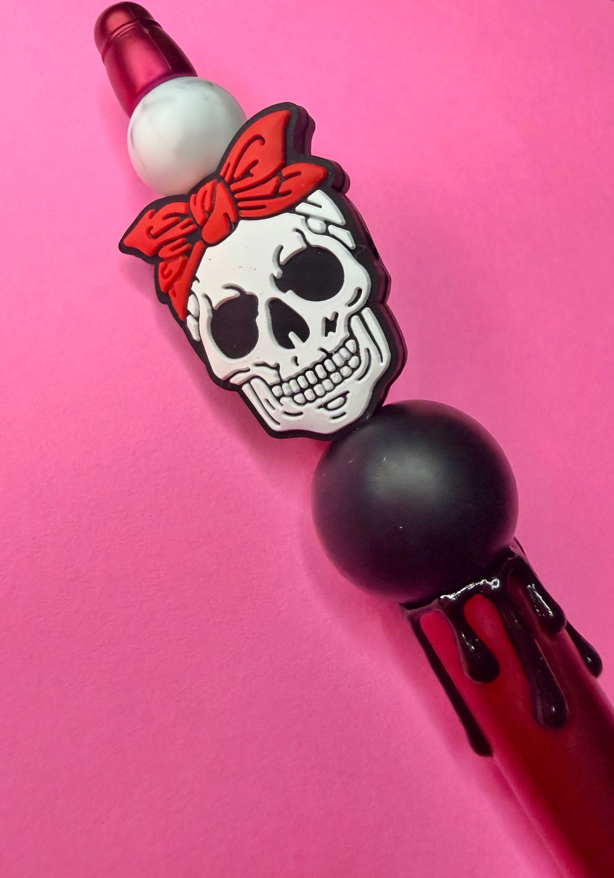 Skull Red, with Black Blood Drip Pen