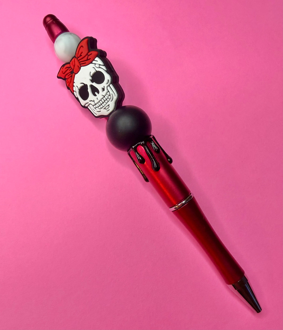 Skull Red, with Black Blood Drip Pen